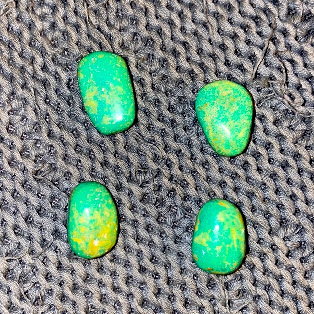 Green Turquoise Palm Stone Crystals (set of 4)